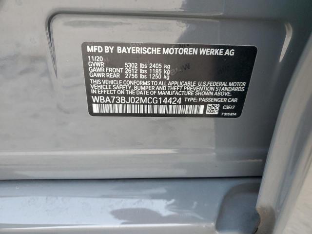 WBA73BJ02MCG14424 - 2021 BMW 540 XI GRAY photo 12