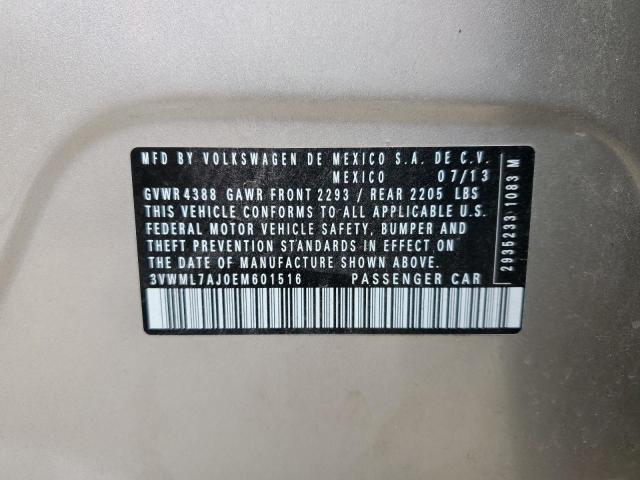3VWML7AJ0EM601516 - 2014 VOLKSWAGEN JETTA TDI TAN photo 12