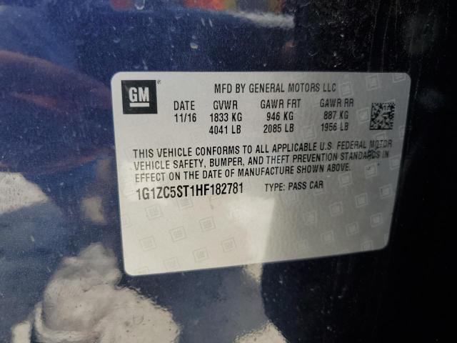 1G1ZC5ST1HF182781 - 2017 CHEVROLET MALIBU LS BLUE photo 12