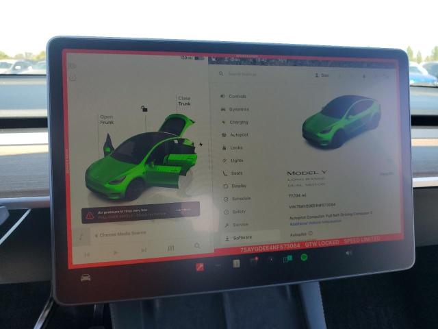 7SAYGDEE4NF573084 - 2022 TESLA MODEL Y თეთრი ფოტო 9