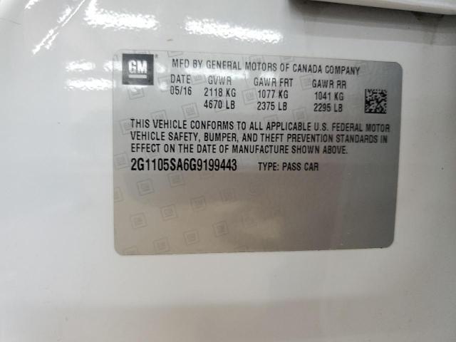 2G1105SA6G9199443 - 2016 CHEVROLET IMPALA LT WHITE photo 12