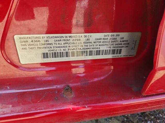 3VWRZ7AJ6AM038941 - 2010 VOLKSWAGEN JETTA SE RED photo 12