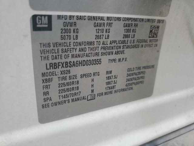 LRBFXBSA6HD030355 - 2017 BUICK ENVISION ESSENCE WHITE photo 14