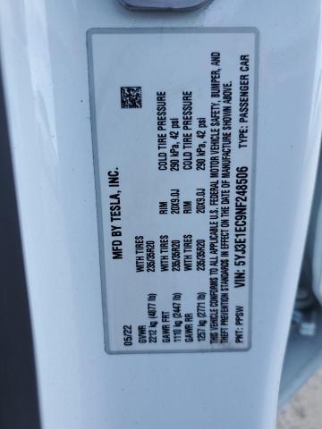 5YJ3E1EC9NF248506 - 2022 TESLA MODEL 3 Ağ foto 12
