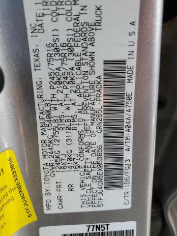 5TFJU4GN6EX053656 - 2014 TOYOTA TACOMA DOUBLE CAB PRERUNNER SILVER photo 12