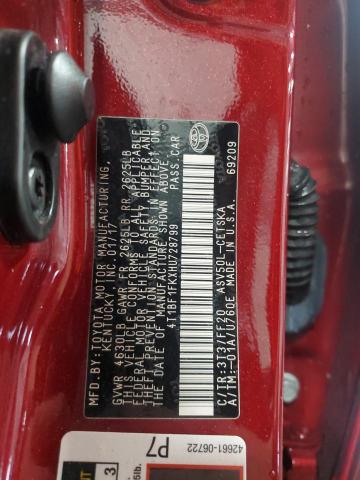4T1BF1FKXHU728799 - 2017 TOYOTA CAMRY LE RED photo 12