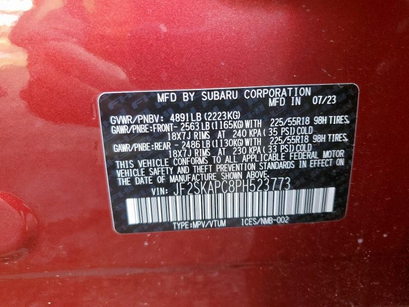 JF2SKAPC8PH523773 - 2023 SUBARU FORESTER LIMITED Tünd qırmızı foto 13