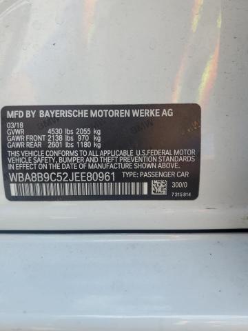 WBA8B9C52JEE80961 - 2018 BMW 330 I WHITE photo 12