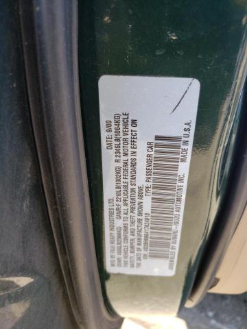 4S3BH686417624910 - 2001 SUBARU LEGACY OUTBACK LIMITED GREEN photo 12