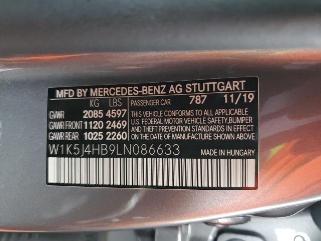 W1K5J4HB9LN086633 - 2020 MERCEDES-BENZ CLA 250 4MATIC GRAY photo 12