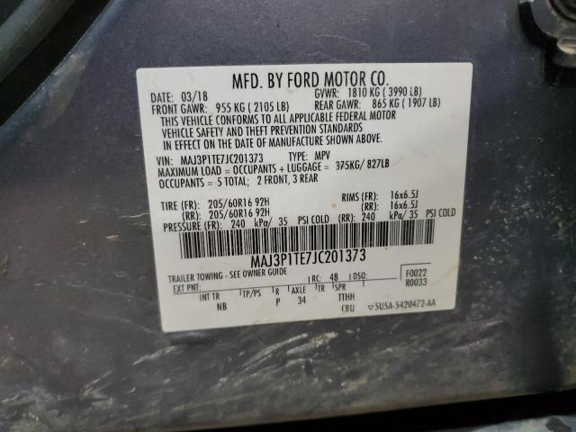 MAJ3P1TE7JC201373 - 2018 FORD ECOSPORT SE ნაცრისფერი ფოტო 14