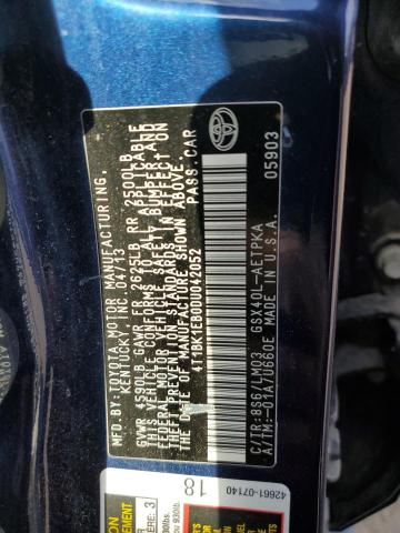 4T1BK1EB0DU042052 - 2013 TOYOTA AVALON BASE 蓝色 照片 13