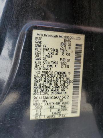5N1AR18W26C607562 - 2006 NISSAN PATHFINDER LE 黑色 照片 14