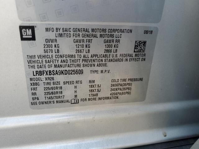LRBFXBSA9KD025609 - 2019 BUICK ENVISION PREFERRED SILVER photo 13