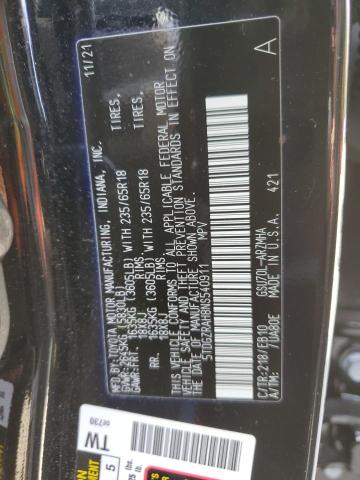 5TDGZRAH8NS540911 - 2022 TOYOTA HIGHLANDER XLE BLACK photo 14