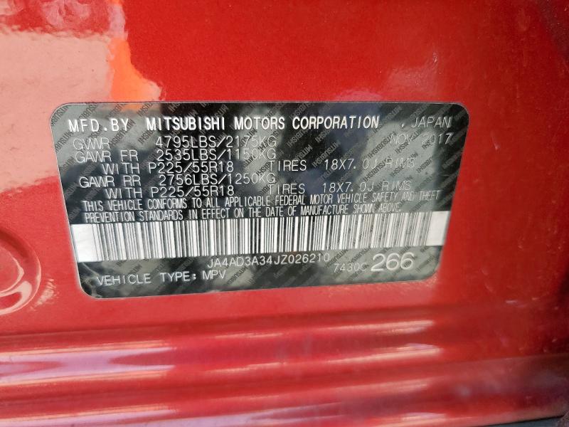 JA4AD3A34JZ026210 - 2018 MITSUBISHI OUTLANDER SE წითელი ფოტო 13