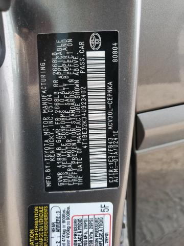 4T1BE32K34U923402 - 2004 TOYOTA CAMRY LE GRAY photo 12