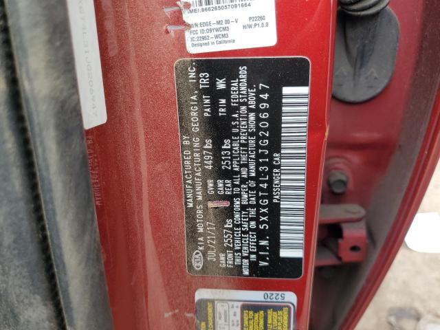 5XXGT4L31JG206947 - 2018 KIA OPTIMA LX Czerwony zdjęcie 12