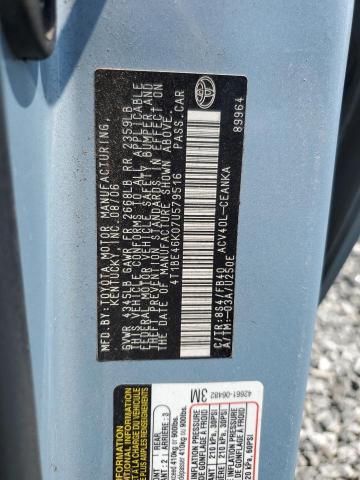 4T1BE46K07U579516 - 2007 TOYOTA CAMRY CE BLUE photo 12