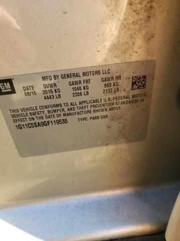1G11C5SA9GF119535 - 2016 CHEVROLET MALIBU LIM LT 银色 照片 10
