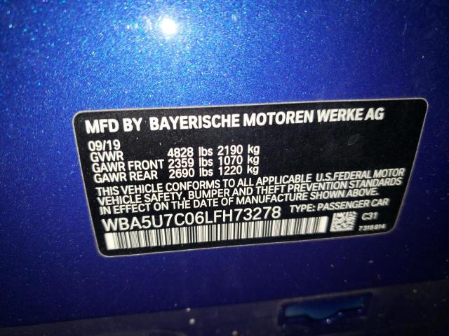 WBA5U7C06LFH73278 - 2020 BMW M340I BLUE photo 13