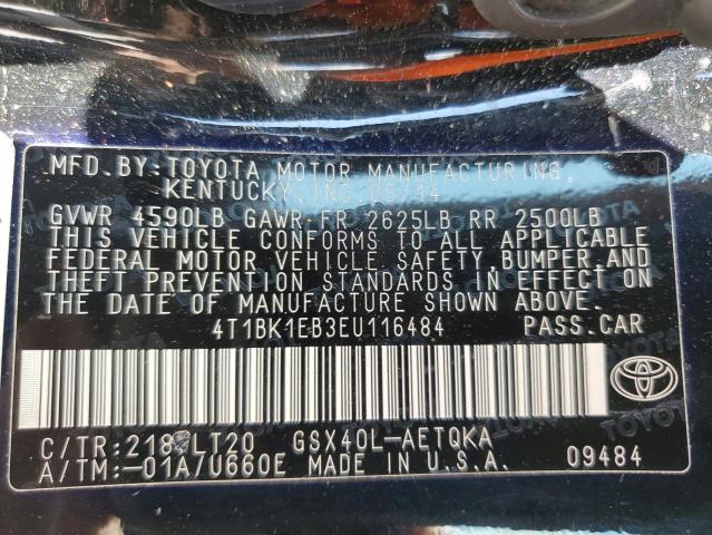 4T1BK1EB3EU116484 - 2014 TOYOTA AVALON BASE 黑色 照片 13