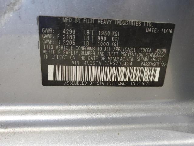 4S3GTAL65H3702434 - 2017 SUBARU IMPREZA SPORT SILVER photo 12