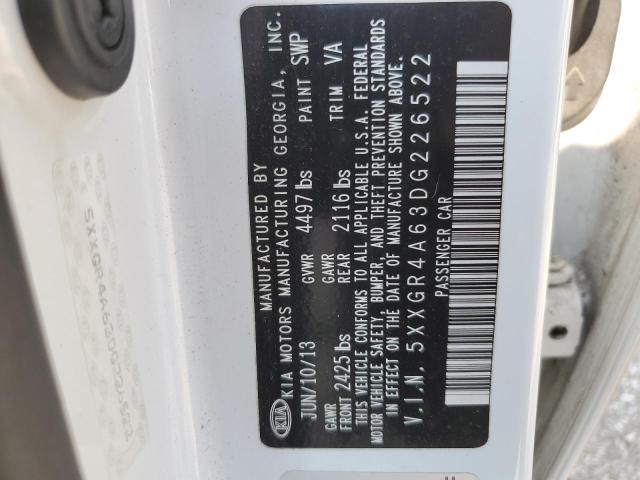 5XXGR4A63DG226522 - 2013 KIA OPTIMA SX 白色 照片 12