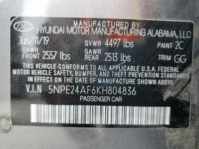 5NPE24AF6KH804836 - 2019 HYUNDAI SONATA SE 灰色 照片 13