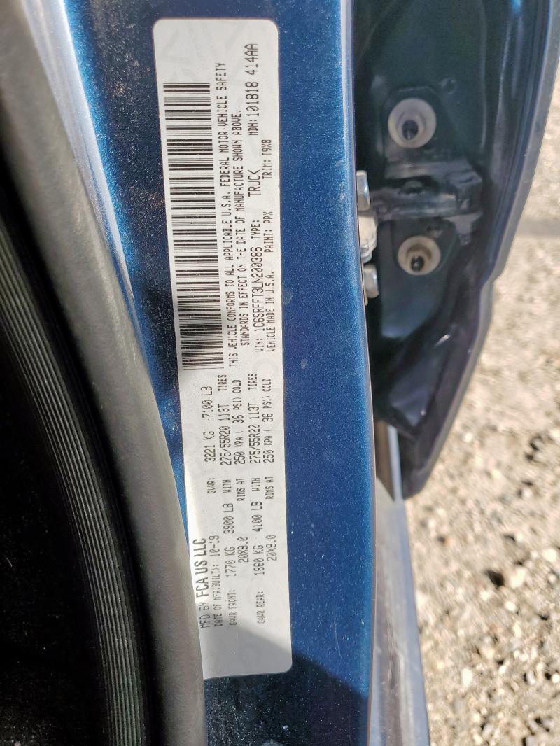 1C6SRFFT3LN200386 - 2020 RAM 1500 BIG HORN/LONE STAR BLUE photo 13