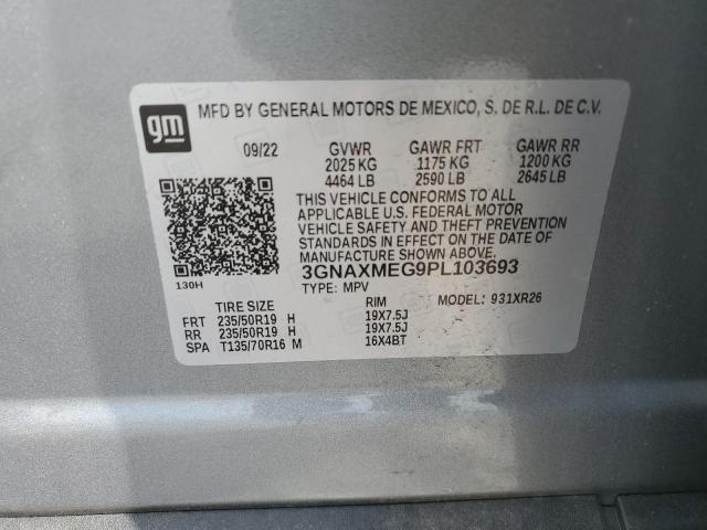 3GNAXMEG9PL103693 - 2023 CHEVROLET EQUINOX RS GRAY photo 13