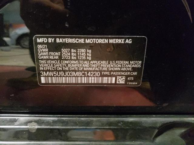 3MW5U9J03M8C14230 - 2021 BMW M340XI BLACK photo 12