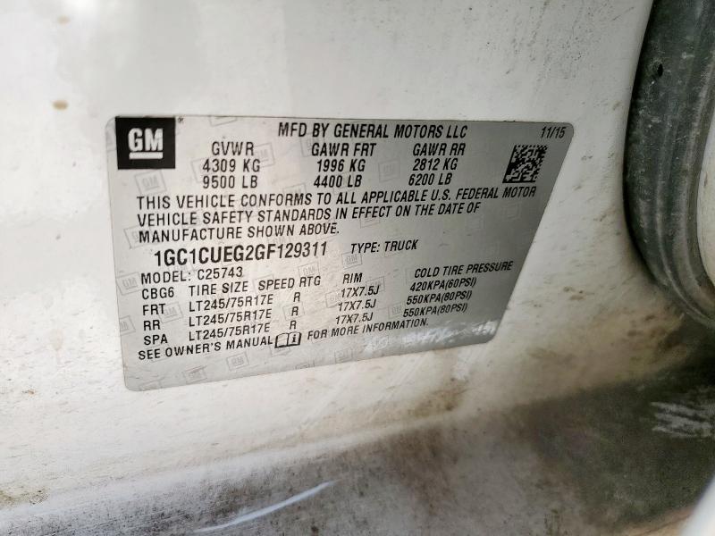 1GC1CUEG2GF129311 - 2016 CHEVROLET SILVERADO C2500 HEAVY DUTY WHITE photo 12