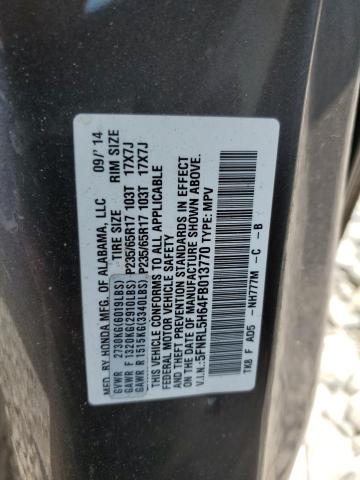 5FNRL5H64FB013770 - 2015 HONDA ODYSSEY EXL GRAY photo 13