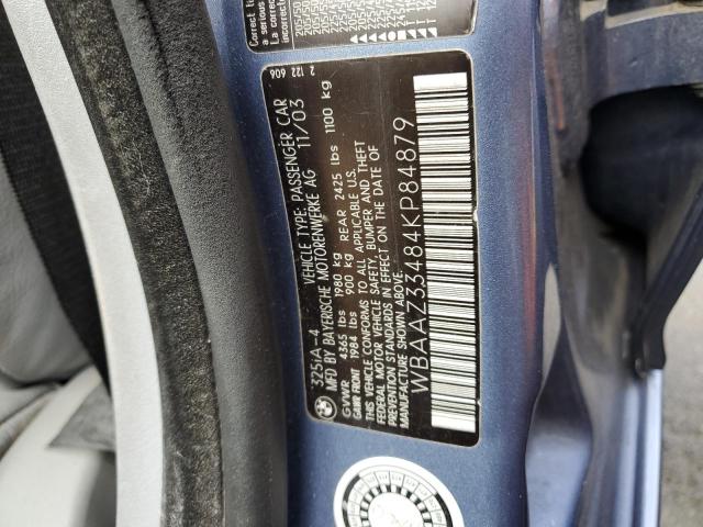 WBAAZ33484KP84879 - 2004 BMW 325 IS SULEV BLUE photo 12