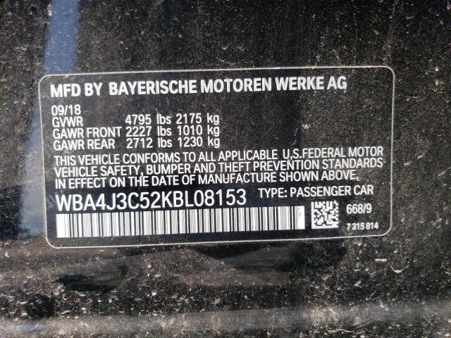 WBA4J3C52KBL08153 - 2019 BMW 430XI GRAN COUPE BLACK photo 12