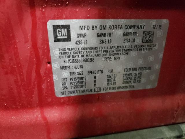 KL4CJBSB9GB603266 - 2016 BUICK ENCORE CONVENIENCE 红色 照片 10