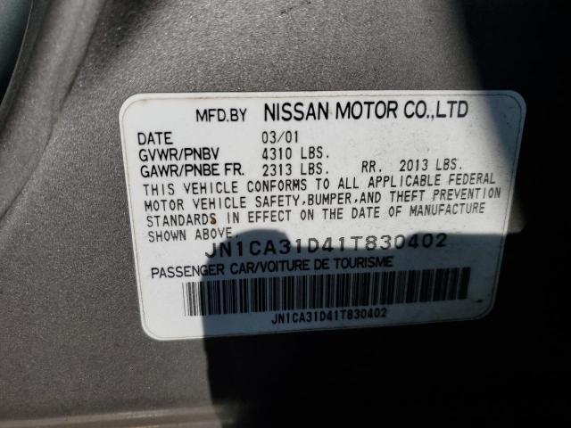 JN1CA31D41T830402 - 2001 NISSAN MAXIMA GXE SILVER photo 12