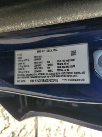 5YJ3E1EA0SF922486 - 2025 TESLA MODEL 3 Azul foto 13
