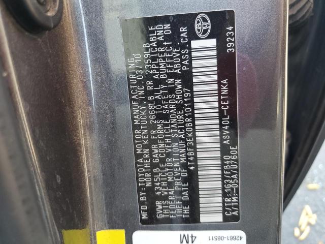 4T4BF3EK0BR101197 - 2011 TOYOTA CAMRY BASE Серый фото 12