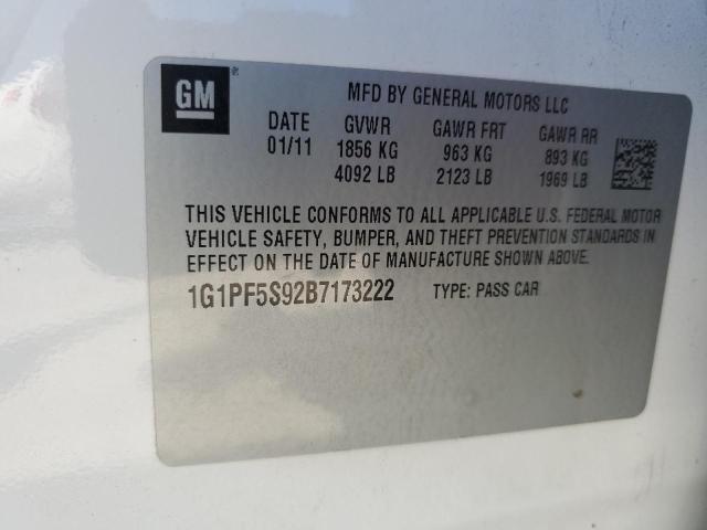 1G1PF5S92B7173222 - 2011 CHEVROLET CRUZE LT თეთრი ფოტო 13