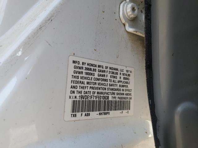 19VDE1F71FE010638 - 2015 ACURA ILX 20 TECH Սպիտակ լուսանկար 12