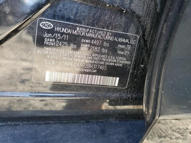 5NPEC4AB2BH317465 - 2011 HYUNDAI SONATA SE BLACK photo 12