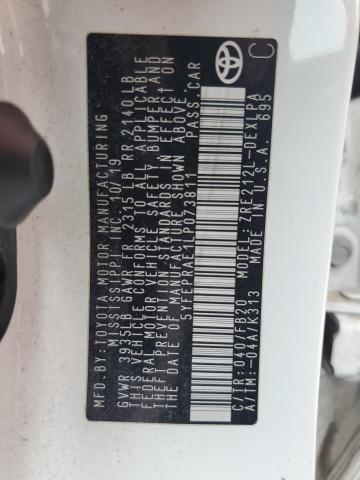 5YFEPRAE1LP073811 - 2020 TOYOTA COROLLA LE WHITE photo 12