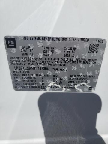 LRBFXBSA5HD112304 - 2017 BUICK ENVISION ESSENCE WHITE photo 12