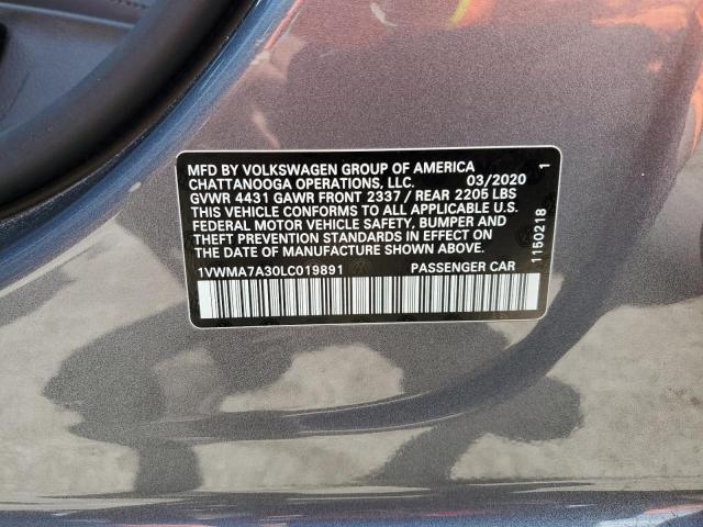 1VWMA7A30LC019891 - 2020 VOLKSWAGEN PASSAT R-LINE Boz foto 12