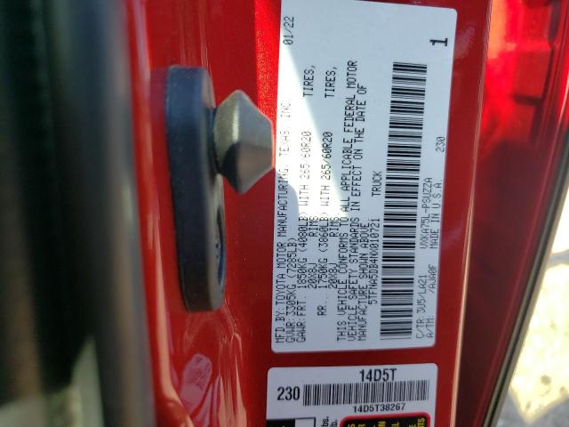 5TFNA5DB4NX010721 - 2022 TOYOTA TUNDRA CREWMAX PLATINUM RED photo 13