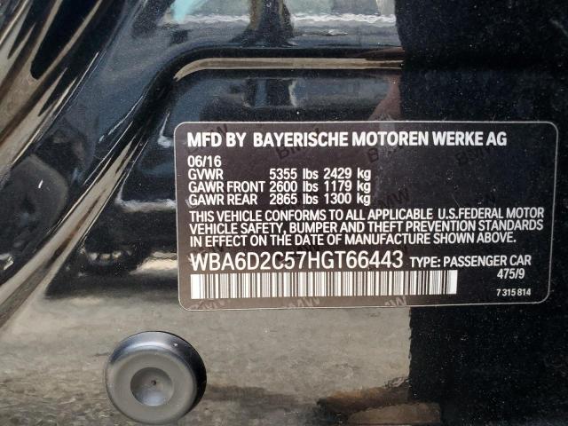 WBA6D2C57HGT66443 - 2017 BMW 640 XI GRAN COUPE BLACK photo 12