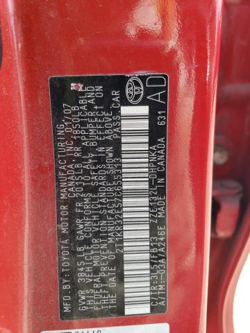 2T1KR32E57C655313 - 2007 TOYOTA COROLLA MA XR RED photo 12