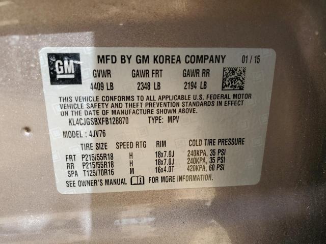 KL4CJGSBXFB128870 - 2015 BUICK ENCORE TAN photo 13